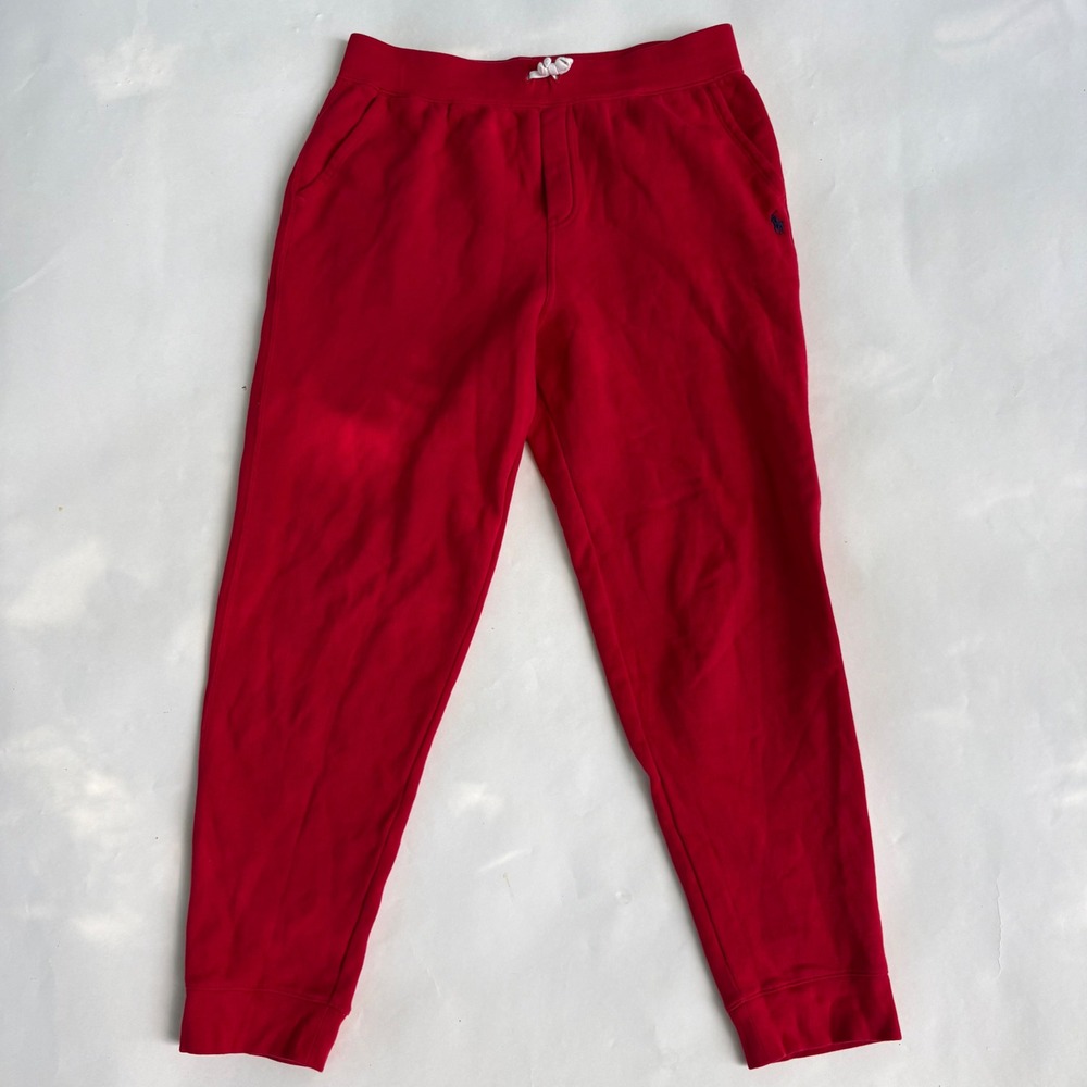 Polo Ralph Lauren Boys XL 18-20 Red Fleece Jogger Sweatpants Embroidered Pony